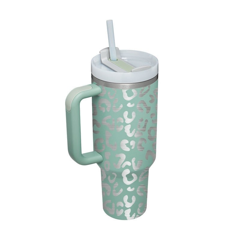 40oz Straw Coffee Insulation Cup with Handle Portable