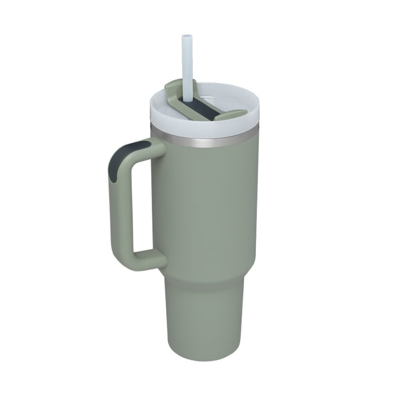 40oz Straw Coffee Insulation Cup with Handle Portable