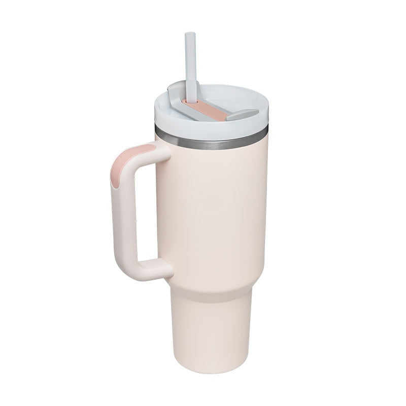 40oz Straw Coffee Insulation Cup with Handle Portable