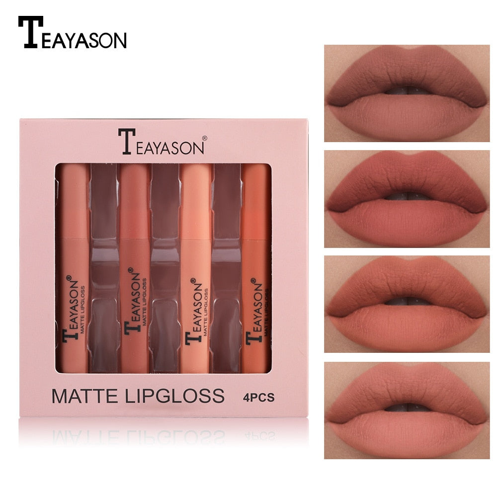 Liquid Lipstick Set Ultra Matte Velvet Waterproof Long Lasting Lip Glosses Nude Makeup Kit