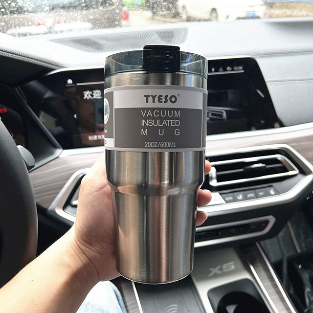 600 & 890ml Creative Fashion 304 Stainless Steel Cup Travel Coffee Mug with Lid Straw Car Water Bottle