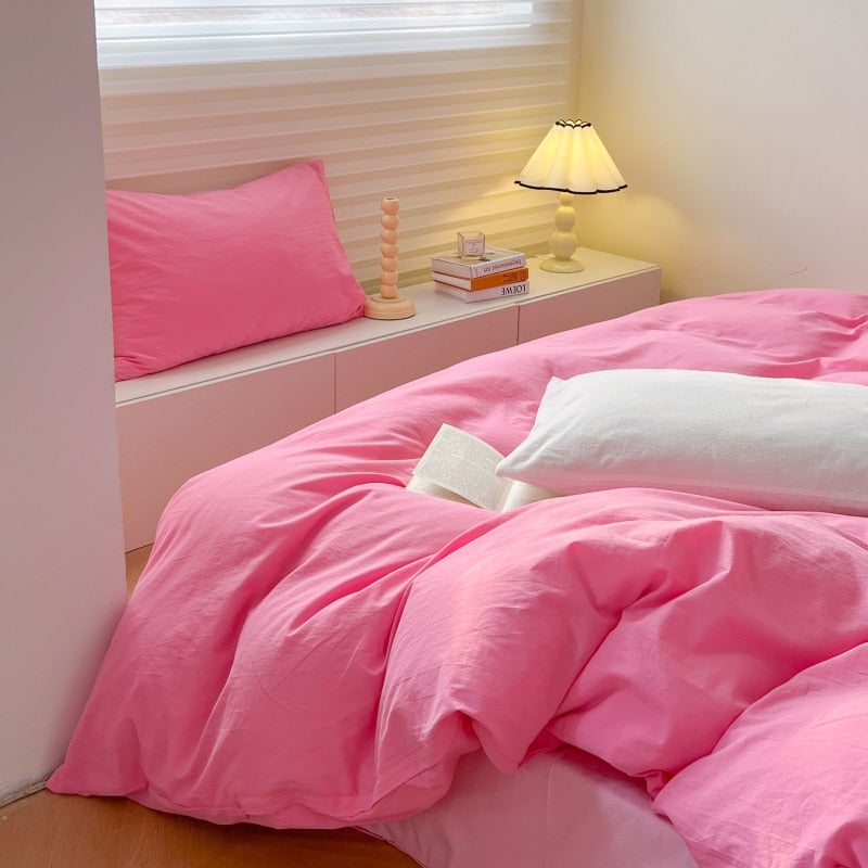 Pink Series 4pcs Soft Bedding Sets Duvet Cover
