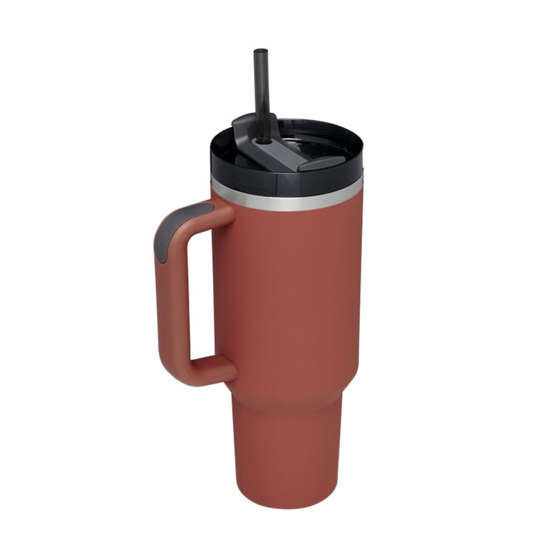 40oz Straw Coffee Insulation Cup with Handle Portable