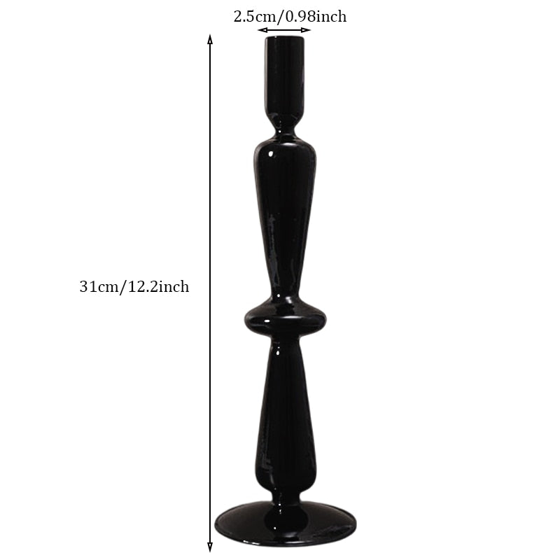 Black Glass Vases Glass Candle Holders for Home, Flower Vase Decoration, Candlestick Holder, Modern Living Room Decor