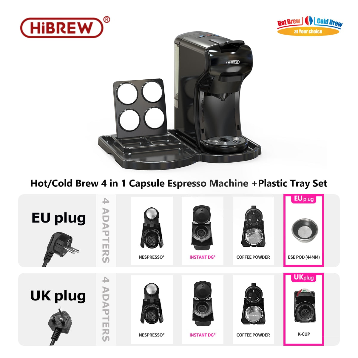 HiBREW Coffee Machine 19 Bar 4in1 Hot & Cold Multiple Capsule Espresso Cafeteria