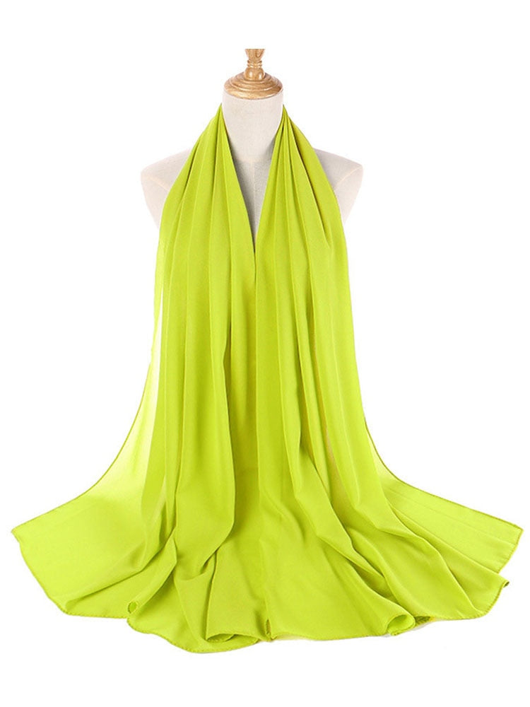 Plain Color Chiffon Scarf Hijab Headband Female Islamic Head Cover Wrap for Women Muslim