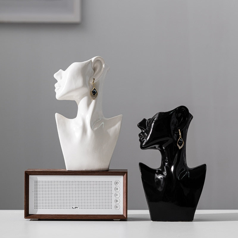 Modern Art Abstract Side Face Vase Head Ceramic for Room Decor