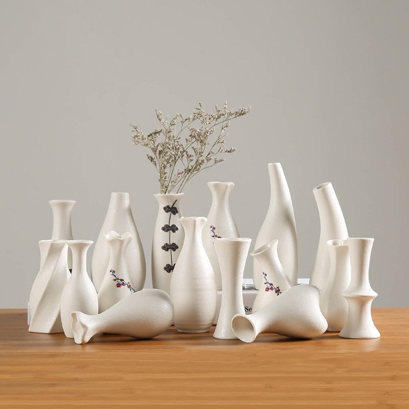 Modern White Ceramic Vases Designed Pottery and Porcelain for Flowers Home Decor