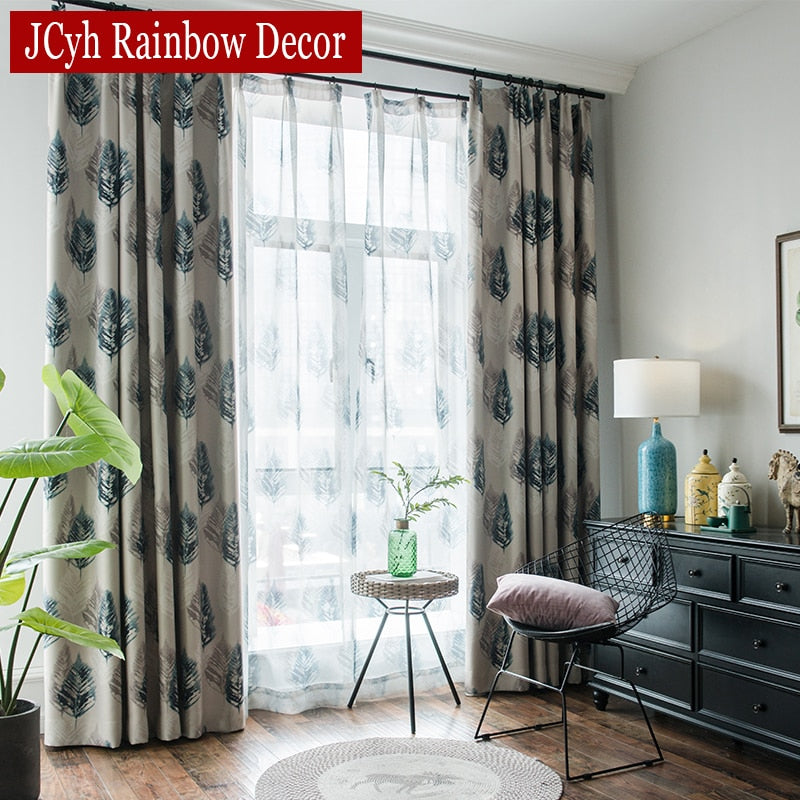 American Leaves Blackout Curtains for Bedroom, Window, Living Room Rideaux Blinds