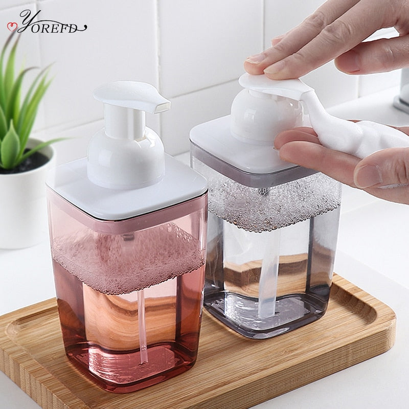 420ml Transparent Foam Pump Bottles Bathroom Facial Cleanser Hand Sanitizer Soap Bottles Press Type Mousse Dispenser