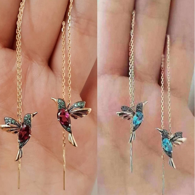 New Elegant Unique Little Bird Drop Long Hanging Earrings for Women Girl