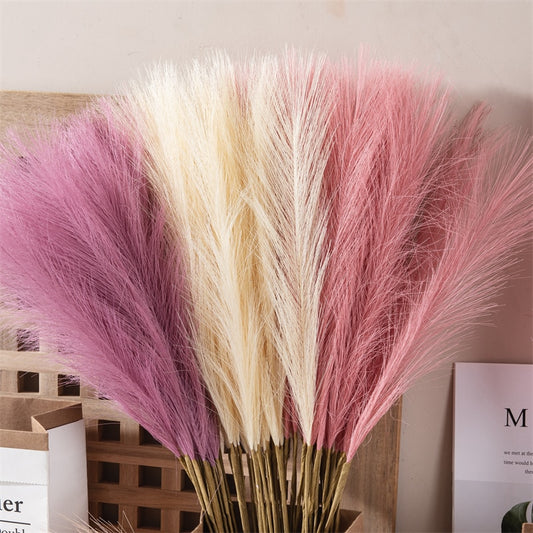 10pcs Silk Pampas Grass Decor Artificial Flowers Bouquet Fluffy Simulation Faux Pampas Arrangements for Wedding Home Decoration